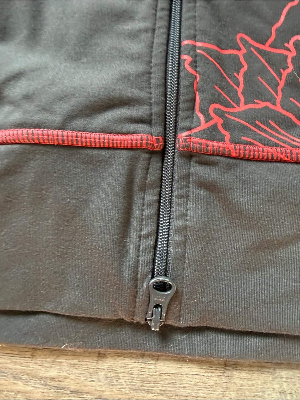 The North Face Black Zip-Up Jacket with Pink Floral Stitching - Picture 3 of 8